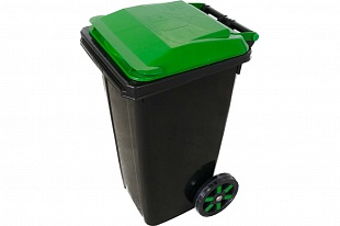 Контейнер для мусора 120 л серый с зеленой крышкой