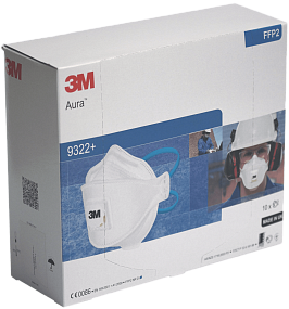 3M™ Aura™ 9322+ Противоаэрозольная Фильтрующая маска класс защиты FFP2 NR D, с клапаном выдоха