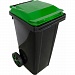 Контейнер для мусора 240 л серый с зеленой крышкой