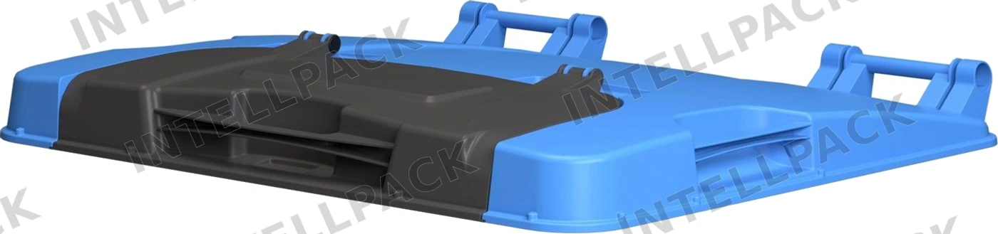 Крышка для мусорного контейнера 1100 л iPlast синяя TwinLid с тёмно-серой мини-крышкой