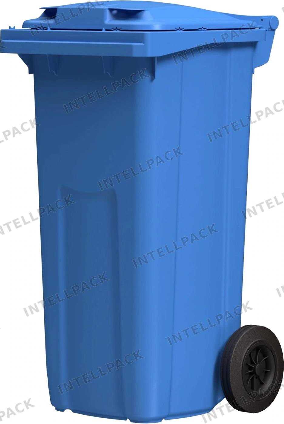 Мусорный контейнер 120 л iPlast тёмно-голубой 2-колёсный (д. 200 мм) с тёмно-голубой крышкой