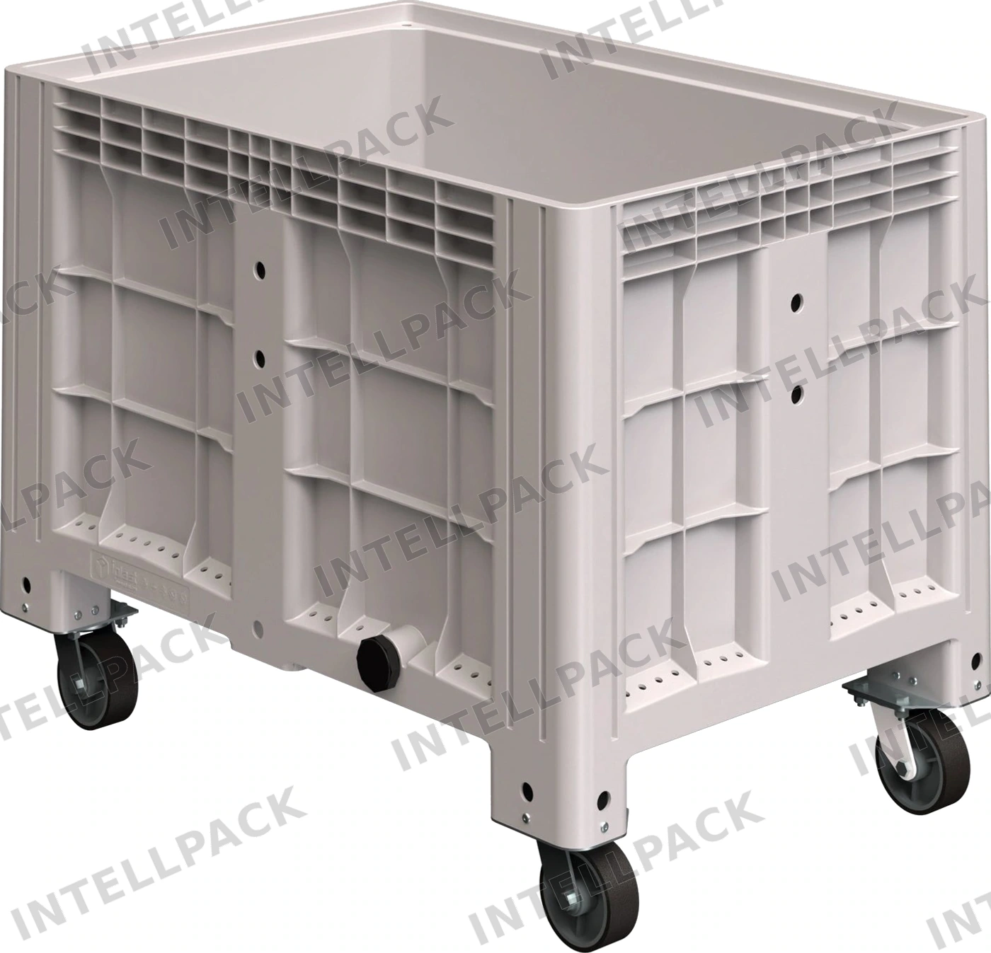 Контейнер 1200х800х920 мм iPlast iBOX светло-серый со сплош. стенками и дном, на колёсах с конич. резьбой 2 дюйма