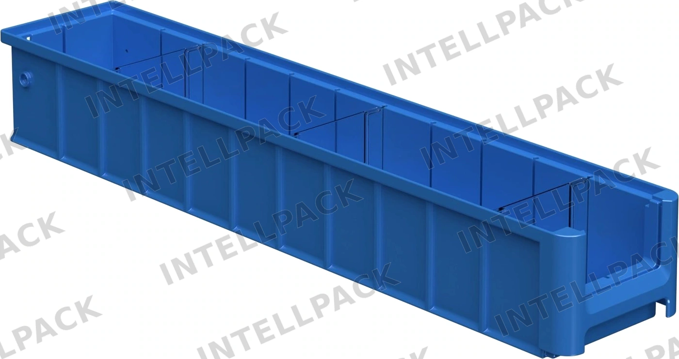 Полочный контейнер SK-6109 600х117х90 мм iPlast голубой с 3 поперечными перегородками