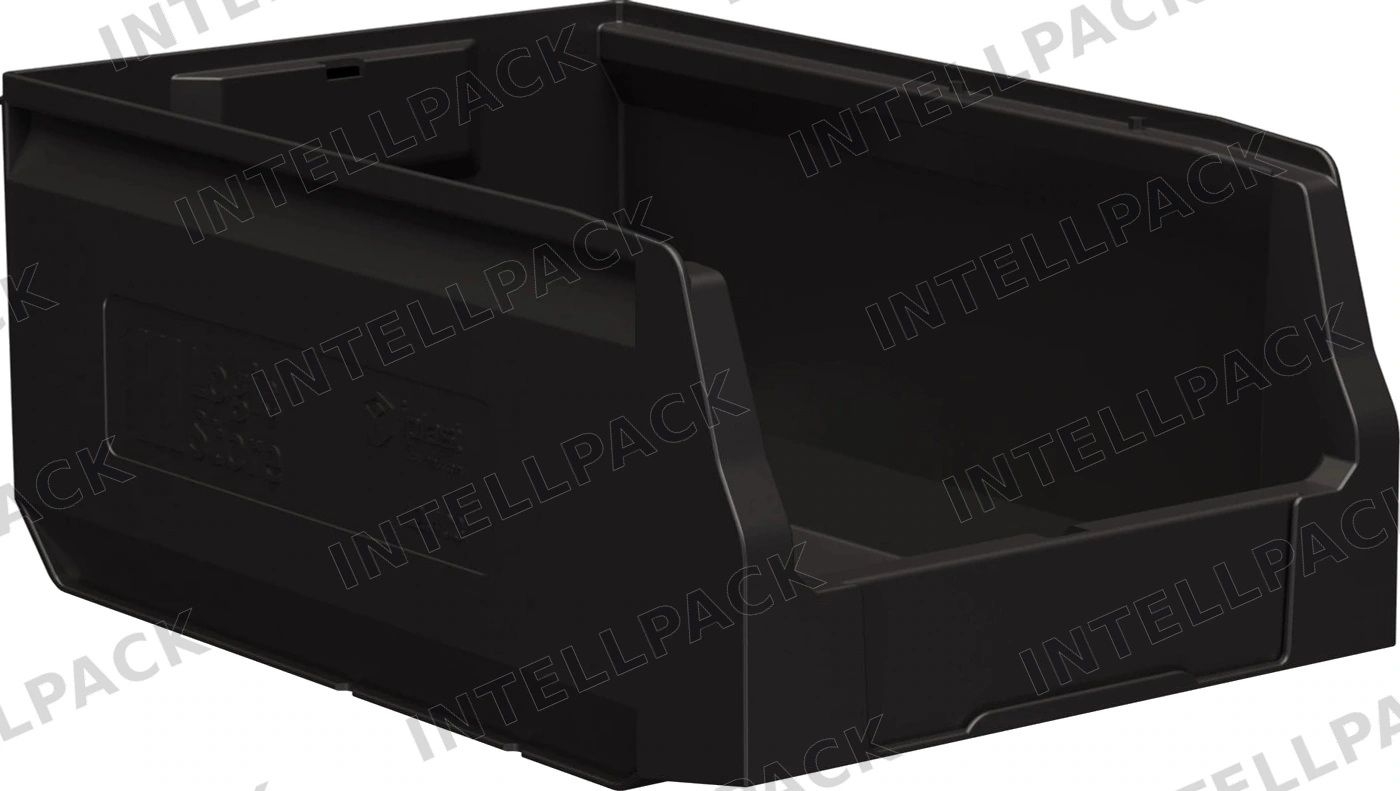 Складской лоток Logic Store 350x225x150 мм iPlast чёрный ЭКО с отверстиями для продольной перегородки
