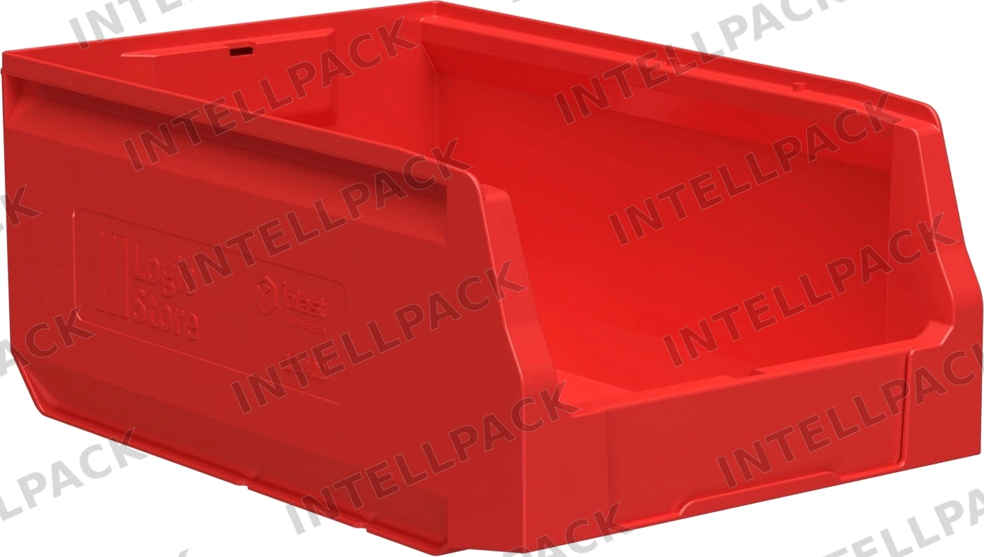 Складской лоток Logic Store 350x225x150 мм iPlast красный с отверстиями для продольной перегородки
