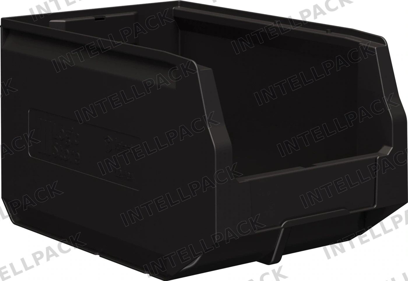 Складской лоток Logic Store 350x225x200 мм iPlast чёрный ЭКО с отверстиями для продольной перегородки