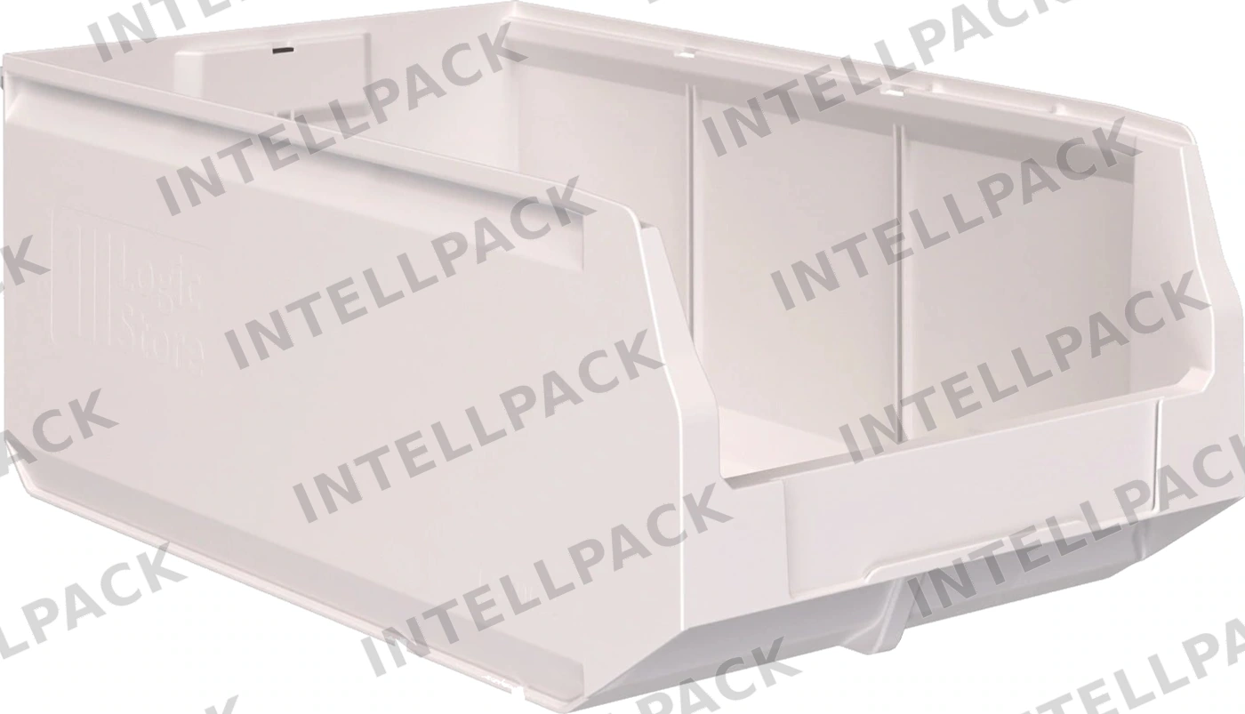Складской лоток Logic Store 500x300x200 мм iPlast белый с отверстиями для перегородок