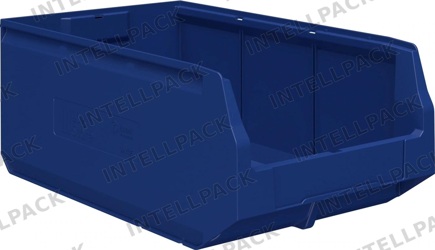 Складской лоток Logic Store 500х300х200 мм iPlast синий с отверстиями для перегородок